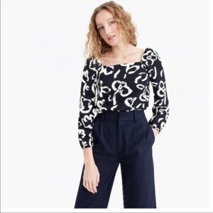 J. Crew Navy blue Floral brushstroke crepe top▪️14